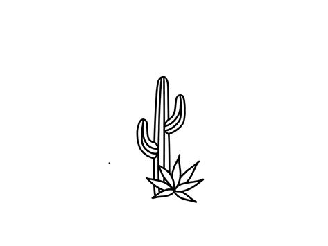 Desert Outline Tattoo, Tattoo Ideas Cactus, Mexican Line Tattoo, Tiny Saguaro Cactus Tattoo, Simple Cactus Tattoo Outline, Lanzarote Tattoo, Cactus Outline Tattoo, Saguaro Tattoo, Cactus Tattoo Design