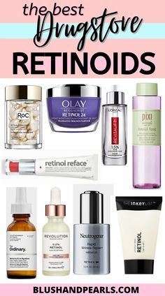 The Best Drugstore Retinoids and Retinols For Your Anti Aging Skincare R,outine. Looking to reduce fine lines and wrinkles, fight acne and blemishes or blackheads and have healthy looking clear skin? I share my complete guide to drugstore retinol creams and serums that are affordable and super effective, with some costing under $10! Shop retinols from the ordinary, the inkey list, Olay, ROC, Pixi Beauty, l'Oreal, Indeed Labs, Neutrogena. #skincareroutine #antiaging #skincareproducts #retinol Retinol Guide, Drugstore Retinol, Mascara Hacks, Anti Aging Skincare Routine, Drugstore Skincare, Night Moisturizer, Retinol Cream, Olay Regenerist, Moisturizer For Oily Skin