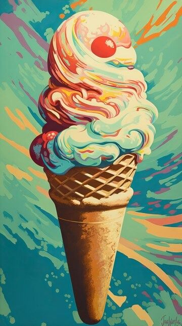 Premium Photo | Scoops of Nostalgia Vibrant 1920s America Ice Cream in Pop Art Style 1920s America, Ice Cream Pop Art, Ice Cream Painting, Pecan Ice Cream, Pop Art Style, Stationery Templates, Flyer Maker, Business Card Maker, Poster Maker