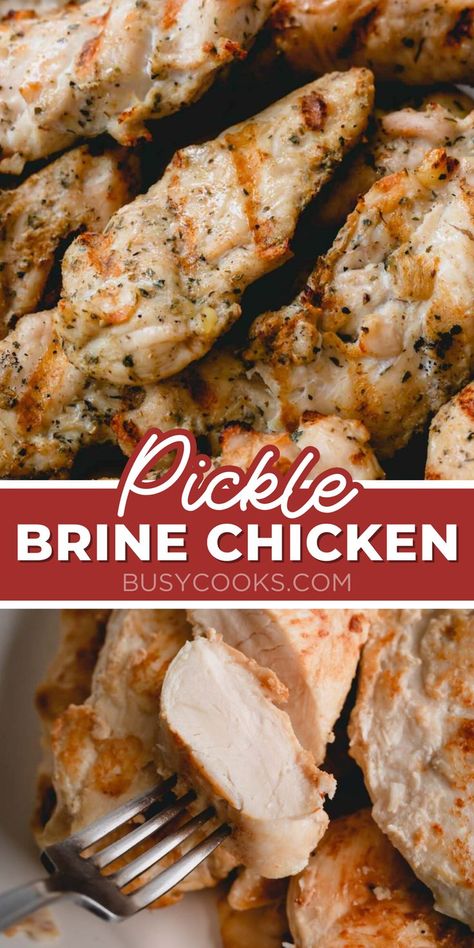 Don't toss out your leftover pickle juice! It doubles as a flavorful marinade for pickle brine chicken tenders. It creates a moist and juicy chicken tender with a hint of pickle flavor. Pickle Brine Chicken, Pickle Brined Chicken, Leftover Pickle Juice, Brined Chicken, Pickle Brine, Oven Baked Chicken Tenders, Grilled Chicken Tenders, Brine Chicken, Baked Chicken Tenders