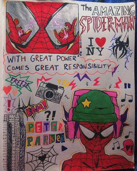 Of course I drew Spider-Man again✍🏽🕷️ Spiderman Sketchbook, Spider Man Sketch, Man Sketch, Easy Pixel Art, I ❤ Ny, Great Power, Jesus Saves, Custom Art, Of Course