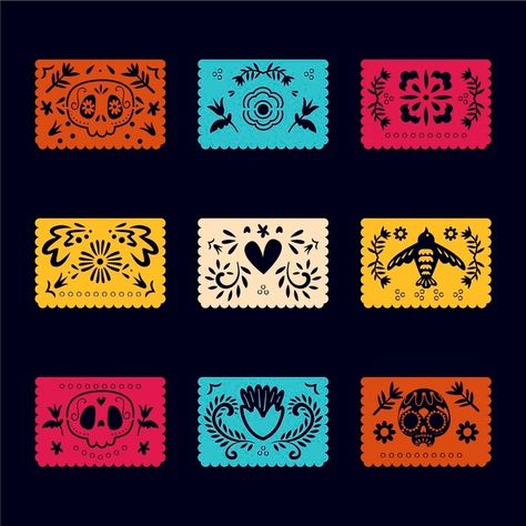 Colección papel picado dibujado a mano | Free Vector #Freepik #freevector #dibujados-mano #craneo #mexico #mexicano Feliz Halloween, Día De Muertos, Frame Template, Menu Template, Art Drawings Simple, Poster Template, Dia De Muertos, Stop Motion, Flyer Template