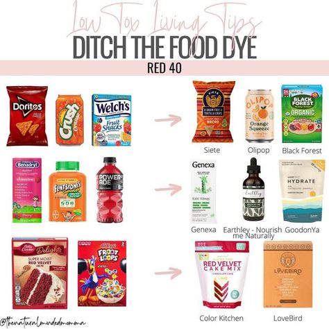 Snacks Without Red Dye, No Food Dye Foods, No Artificial Dye Foods, Foods With No Red Dye, Foods Without Dyes, Going Dye Free Food, No Red Dye Foods, Red 40 Foods, Aldi Dye Free Snacks