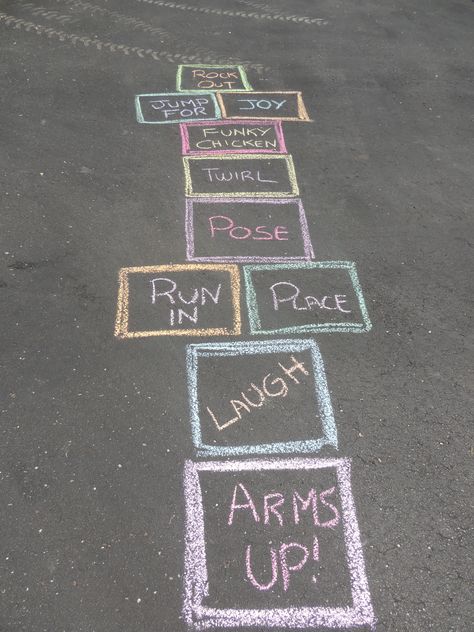 Games To Play With Chalk, Hopstoch Ideas, Chalk Art Hopscotch, Chalk Art Games, Sensory Sidewalk Chalk Path, Easter Hopscotch, Chalk Hopscotch Ideas, Cool Hopscotch Ideas, Creative Hopscotch Ideas