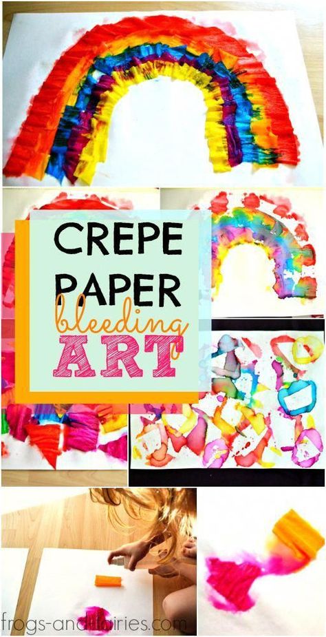 You’ll only need some crepe paper, watercolor paper and water to create this amazing and fun crepe paper bleeding art with your kids! #processart #crepepaperart #kidsart #easyartsandcraftsforkids Crepe Paper Art, Animal Paper Craft, Paper Craft Ideas For Kids, Crepe Paper Crafts, Tissue Paper Craft, Sensory Items, Ideas For Weddings, Crepe Paper Streamers, Jan Van Eyck