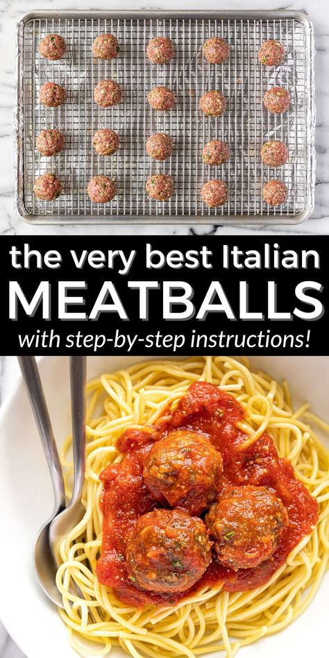 The Very Best Italian Meatballs Recipe (Ready in 30 Minutes!) Meatballs Recipe No Breadcrumbs, Best Baked Meatballs, Italian Meatball Recipes Oven, Italian Meat Balls, Homemade Meatballs For Spaghetti, Spaghetti And Meatball Recipes, Meatball Recipes Baked, Meat Ball Recipes, Italian Meatball Recipes