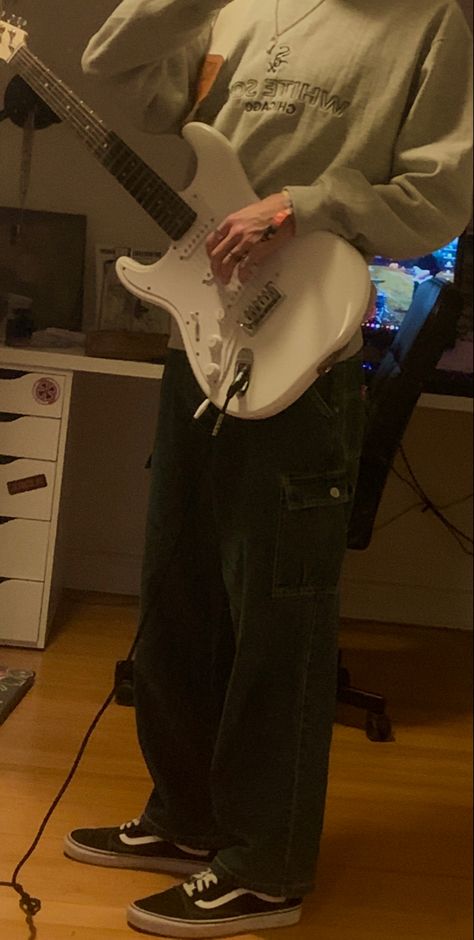 Guy With Electric Guitar Aesthetic, Air Guitar Aesthetic, Indie Guitar Aesthetic, Electric Guitar Boy Aesthetic, Guy Playing Guitar Aesthetic, Boy Playing Guitar Aesthetic, Electric Guitar Guy, Guitarist Aesthetic Boy, E Guitar Aesthetic