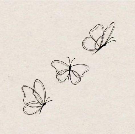 3 Butterflies Tattoo, Butterfly Fine Line Tattoo, Butterfly Line Tattoo, Butterfly Outline Tattoo, Fineline Butterfly Tattoo, Dainty Butterfly Tattoo, Butterfly Line Drawing, Butterfly Line Art, Butterfly Outline