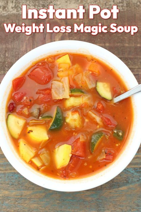 Instant Pot Weight Loss Magic Soup--a soup full of flavor and vegetables but not calories! Magic Soup, Fat Flush Soup, Fat Flush, Flavorful Vegetables, Instant Pot Soup, Easy Instant Pot Recipes, Instant Pot Dinner Recipes, Vegetarian Soup, Instapot Recipes