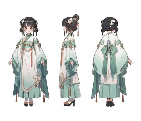 Hanfu Art, Anime Inspired Outfits, Dress Design Sketches, Anime Dress, Kid Character, Drawing Clothes, Anime Poses Reference, Fantasy Clothing, Anime Inspired