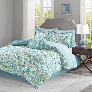 Madison Park Essentials Kiley Aqua Complete Bed And Sheet Set Bohemian Comforter Sets, Aqua Bedding, Blue Comforter Sets, Home Essence, Blue Comforter, Pattern Comforter, Full Bedding Sets, Country Shop, Green Paisley