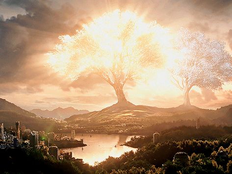 (9) rings of power | Tumblr The Two Trees Of Valinor, Valinor Trees, Valinor Tolkien, Lotr Lore, Trees Of Valinor, Lord Of The Rings Rings, Middle Earth Art, Rings Of Power, Lotr Art