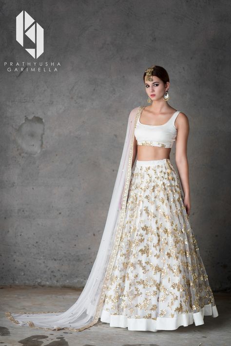 White and gold lehenga White And Gold Lehenga, Orang India, Gold Lehenga, Indian Wedding Lehenga, Festive Attire, Lehnga Dress, Bridesmaid Inspiration, Gaun Fashion, Choli Designs