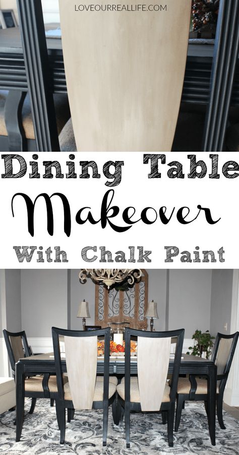 Dining Table Makeover with Chalk Paint, Black chalk paint, Annie Sloan Coco Chalk paint, kitchen table makeover Diy Old Dining Table Makeover, Kitchen Table Painted, Chalk Paint Dining Table, Chalk Paint Kitchen Table, Painting Kitchen Chairs, Painted Dining Room Table, Chalk Paint Table, Old Kitchen Tables, Black Kitchen Table