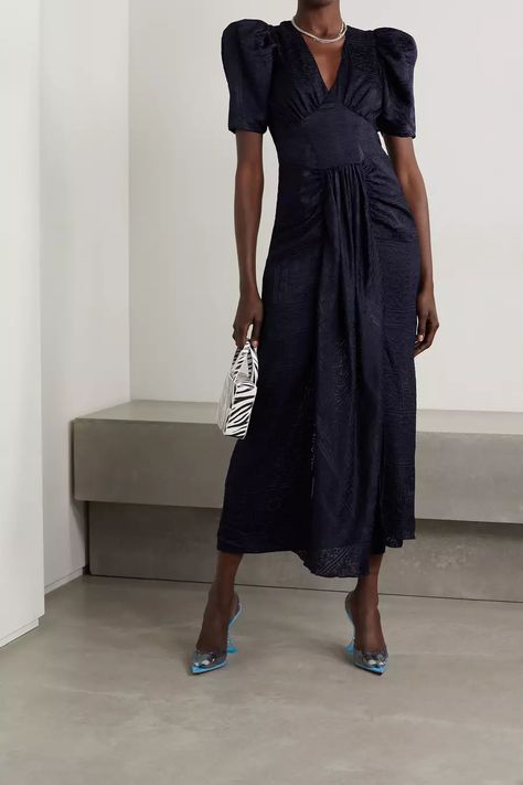 Rotate Birger Christensen, Casual Frocks, Birger Christensen, Maxi Dress Navy, Top Designer Brands, Maxi Dresses Casual, Blue Midi Dress, Navy Dress, Navy Blue Dresses