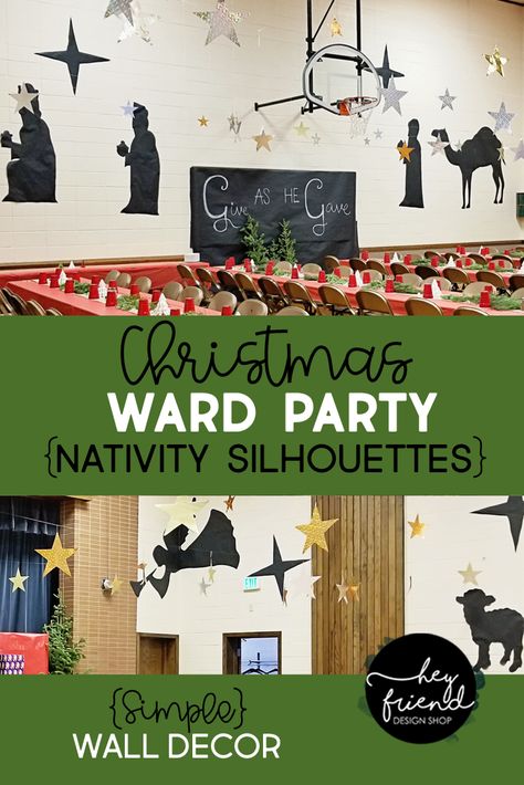 Nativity Silhouettes- Ward Christmas Party Decorations Simple Nativity, Ward Christmas Party, Nativity Silhouette, Summer Calendar, Hey Friend, Relief Society Activities, Teacher Thank You Cards, Jesus Christmas, Silhouette Images