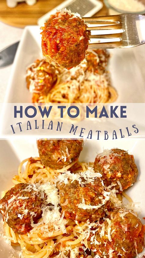 Made with Italian herbs and cheese, these meatballs from scratch are savory and tender. Simple ingredients and easy to make; a perfect addition to any pasta dish. Meatballs From Scratch, Basic Italian, How To Make Meatballs, Italian Herbs, Marinara Sauce Homemade, Italian Meatballs, Homemade Marinara, Pasta Dish, Basic Recipes