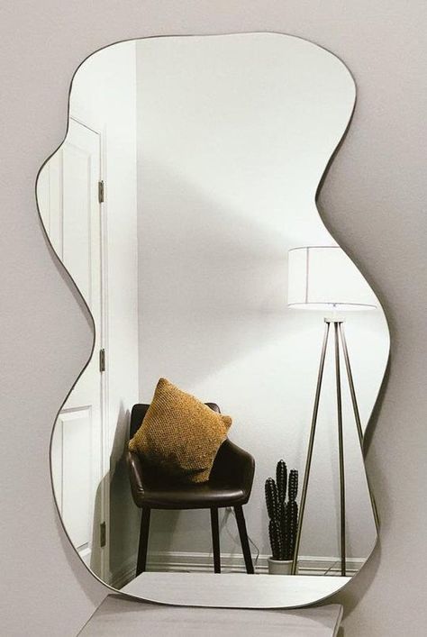 Irregular Asymmetric Curved Mirror Decorative Aesthetic Wall - Etsy | Room makeover inspiration, Minimalist home decor, Minimalist home Pond Mirror, Minimalist Mirrors, Curved Mirror, Bedroom Stuff, House Vibes, Sweet Caroline, Rooms Ideas, Pinterest Room Decor, Bilik Tidur