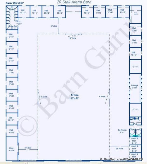 20 Stall Arena Horse Barn Design Plan...   awesome idea to combine indoor arena and stalls. Stable Layouts, Barn Layout, Barn Stalls, Horse Barn Designs, Horse Arena, Dream Horse Barns, Horse Barn Plans, Horse Facility, Indoor Arena