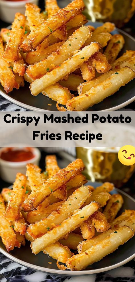 Delicious crispy mashed potato fries, a perfect side dish or snack for any meal. Crispy Mashed Potatoes, Mashed Potato Fries, Crispy Cream, Potatoes Fries, Fried Potatoes Recipe, Cheese Wontons, Cream Cheese Wontons, Fried Wontons, Wonton Recipes