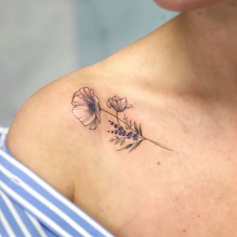 Lavender And Poppy Tattoo, Poppy And Lavender, Poppy Tattoo, Lavender Tattoo, Poppies Tattoo, Wild Poppies, White Poppy, Instagram White, Line Tattoos