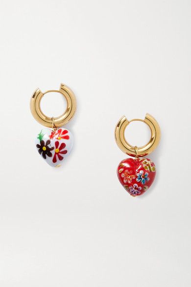 Timeless Pearly, Accessory Inspo, Heart Painting, Floral Hoops, Mismatched Earrings, Woven Bracelets, Jewelry Photography, Floral Motifs, Gold Tone Metal