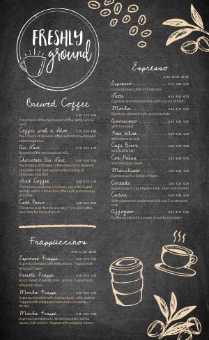 Coffee Shop Menu Templates - Easy to Edit - MustHaveMenus Miniature Cafe, Coffee Menu Design, Coffee Food Truck, Menu Maker, Lunch Cafe, Coffee Doodle, Mobile Coffee Shop, Coffee Trailer, Coffee Shop Menu