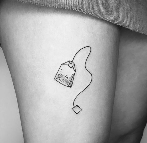 Give And Take Tattoo, Teabag Tattoo Small, Tea Bag Tattoo Small, Bakers Tattoo Ideas, Tea Tattoo Ideas, Boba Tattoo, Tea Bag Tattoo, Teabag Tattoo, Tattoo Klein