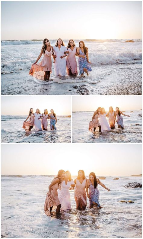 Ladies laughing in the water in Newport Beach, Ca Mother Daughters Beach Photoshoot, Mother And Daughters Beach Photos, Beach Photoshoot Ideas Family Of 5, Family Of 5 Poses With Older Kids Beach, Family Beach Pictures With Teenagers, Older Sibling Beach Pictures, Siblings Beach Photoshoot, Sisters Beach Photoshoot, Sister Beach Photoshoot