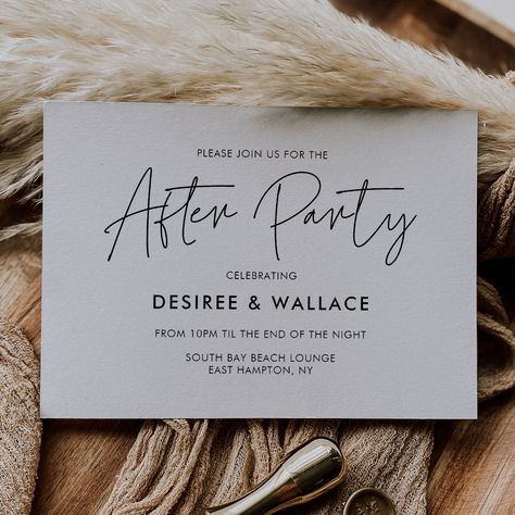 Modern minimalist wedding after party invitation After Party Invites Wedding, Wedding After Party Invite, Pre Wedding Party Invitations, Wedding After Party Invitation, Elegant Wedding Invitations Classy, After Party Invitation, Minimalist Wedding Invitation Modern, After Party Wedding, Typography Handwritten