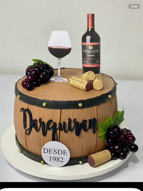 Wine Theme Cakes, Birthday Cake Wine, 40th Birthday Cakes For Men, Alcohol Cake, Barrel Cake, Cake Design Inspiration, Wine Cake, Candy Birthday Cakes, Realistic Cakes