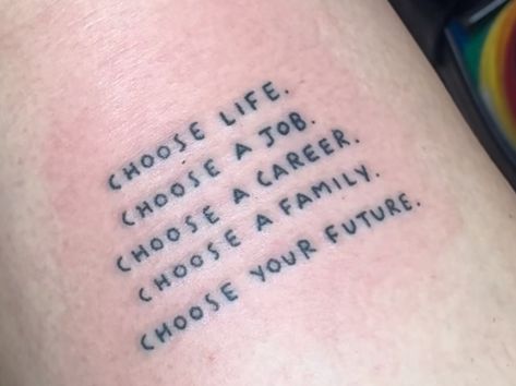 Trainspotting Tattoo, Quote Tattoos Placement, Vampire Tattoo, Stick Poke Tattoo, Trainspotting, Poke Tattoo, Stick And Poke, Dream Tattoos, Good Movies To Watch