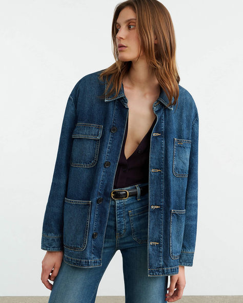 ALASTAIR DENIM JACKET – Nili Lotan Denim Editorial, Dark Denim Jacket, Nili Lotan, Japanese Denim, Short Shirts, Dream Clothes, Dark Denim, Blazer Coat, Skirt Top