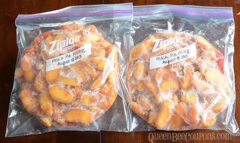 Peach Pie Filling Recipes, Freezing Peaches, Freeze Strawberries, Fresh Peach Pie, Peach Pie Filling, Pie Filling Recipes, Frozen Pie, Peach Desserts, Peach Pie