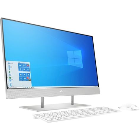 Increase productivity with this HP all-in-one desktop computer. The 10th Generation Intel Core i7 processor and 16GB of DDR4 RAM ensure smooth multitasking, while the 512GB SSD provides quick file access. This HP all-in-one desktop computer features Iris Plus integrated graphics that render detailed visuals on the 27-inch FHD anti-glare screen, while the USB and HDMI ports offer flexible connectivity to various external devices. All In One Computer, Computer Screen Size, Hp Desktop, Best Software For Pc, Hp All In One Desktop, Hp Technical Png New, Futuristic Computer, Desktop Computer, Hp Desktop Computers