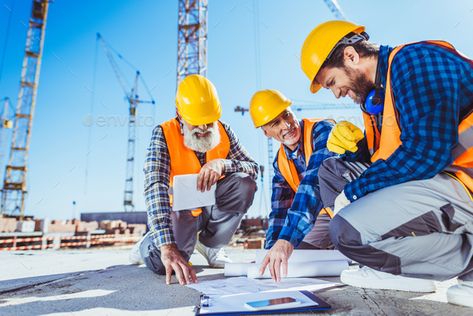 Three construction workers sitting on concrete at construction site, discussing building plans by LightFieldStudios. Three construction workers sitting on concrete at construction site, discussing building plans #Sponsored #sitting, #concrete, #construction, #workers Company Check, Small Business Trends, Contracting Company, Architecture Engineering, Construction Companies, Health Administration, Construction Workers, Building Contractors, Business Trends