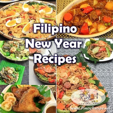 Filipino New Year, New Year Food Ideas Filipino, Pilipino Food For Christmas, Easy Pinoy Recipe, Filipino New Years Eve Food, Pinoy Food Filipino Dishes Party, Laing Recipe Filipino How To Make, Filipino Christmas Recipes, Philippine Cuisine