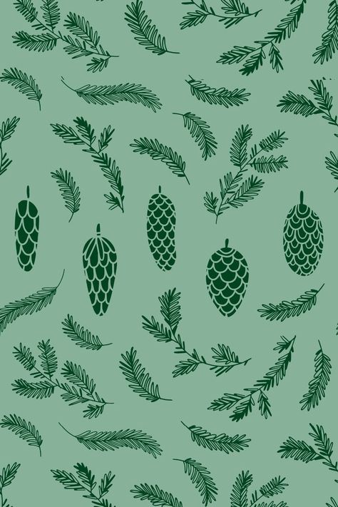 A pattern of pinecones and pine branches. Pinecone Pattern, Cone Pattern, Light Green Background, Pine Branches, Pine Branch, Winter Is Here, Pine Cone, Green Background, Green Backgrounds