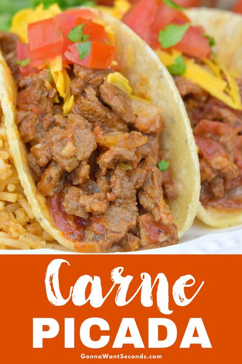 Our Carne Picada will turn your kitchen into an amazing south-of-the-border taco bar with this simple, easy and versatile recipe. Buen Provecho! #Carne #Picada #Recipes #Crock Pot #Tacos #Mexican #Beef #Recetas #HowToCook #Easy #Marinade #Meals #Meat #WhatIs #Chili #Dinners #Ideas #StirFry #Healthy Picada Recipes, Carne Picada Recipes, Recipes Crock Pot, Dinners Ideas, Mexican Menu, Mexican Beef, Crock Pot Tacos, Camping Dinners, Taco Bar