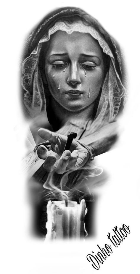 Virgen Mary Tattoo, Mother Mary Tattoos, Religion Tattoos, Christus Tattoo, Jesus Tattoo Design, Tato Flash, Virgin Mary Tattoo, Chicano Tattoos Sleeve, Panna Marie