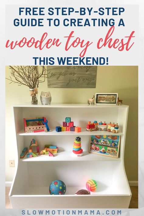 Create your own toy storage unit.  Learn how to build this wooden toy box with bookshelves and a large toy cubby.  It's perfect for a child's bedroom or playroom.  This DIY storage bookcase can be created in a weekend with our detailed tutorial. #toybox #bookcase #DIY Toy Boxes Wooden Diy Projects, Diy Toy Box With Book Shelf, Toybox Diy Wooden, Wooden Toy Boxes Diy, Toy Box With Book Shelf, Diy Toy Box Ideas, Book Shelves Diy, Toy Box With Shelf, Toy Box Diy