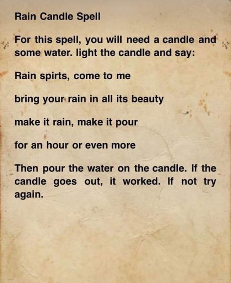 Make It Rain Spell, Spell For Rain, Spells To Make It Rain, How To Make It Rain Spell, Spell To Stop Rain, Rain Summoning Spell, Calming Spell, Fae Spirit, Rain Spell