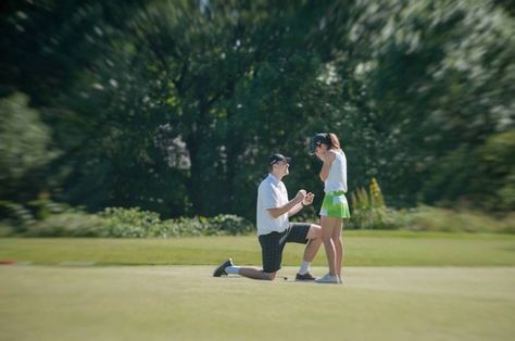 He hid the ring box in the 18th hole, and it was such a perfect surprise! Marriage Proposal Ideas, Best Wedding Proposals, Golf Party, Marriage Proposal, My Dream Came True, Family Photo Sessions, Marriage Proposals, Wedding Wishes, Proposal Ideas