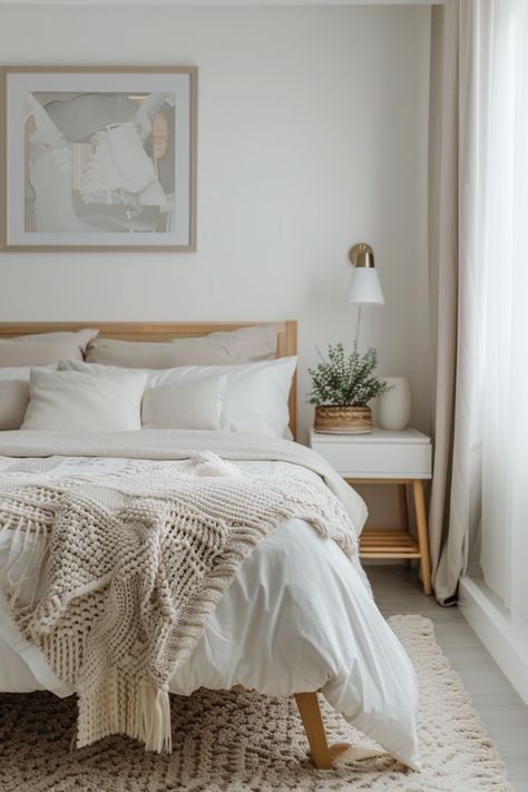 Create Your Serene Bedroom Oasis: Styling Tips & Décor Ideas Bedroom Wall Lights Above Bed, Bed Arrangement, Lights Above Bed, Window Above Bed, Bed Against Wall, Framed Bed, Art Above The Bed, Light Gray Carpet, Low Profile Bed Frame