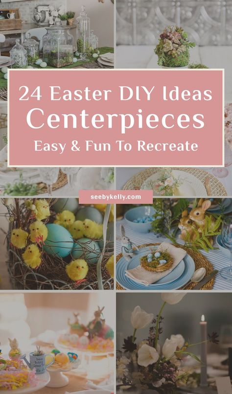 Feeling crafty but not sure how to starat? Here are some easy-to-make Easter DIY projects that are budget-friendly! This post shows you the 24 best easter centerpieces diy ideas for an elegant and beautiful Spring atmosphere! Sharing ideas for: Easter centerpieces living room, dining room Easter decor, easter centerpieces for the table, dollar tree easter centerpiece ideas, Easter tray decor, and easter table setting ideas the whole family will enjoy. Spring Centerpieces Diy, Easter Table Setting Ideas, Easter Tray Decor, Centerpieces Living Room, Easter Tray, Dollar Tree Easter Crafts, Easter Centerpieces Diy, Easter Table Centerpieces, Creative Easter Baskets