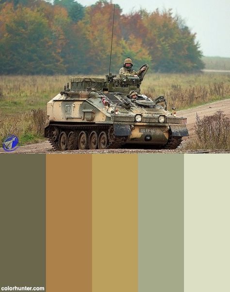 Spartan Armoured Personnel Carrier Color Scheme Military Color Palette, Army Color Palette, Camo Decor, Van Project, Sticker Inspiration, Dream House Aesthetic, Military Color, Business Girl, Army Colors