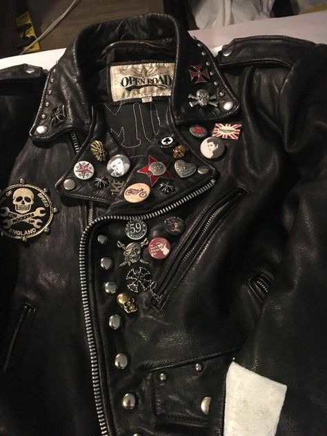 Punk Leather Jacket, Battle Jacket, Punk Outfits, Sirius Black, Leather Motorcycle Jacket, Jacket Design, Leather Jackets Women, Punk Fashion, Alternative Fashion