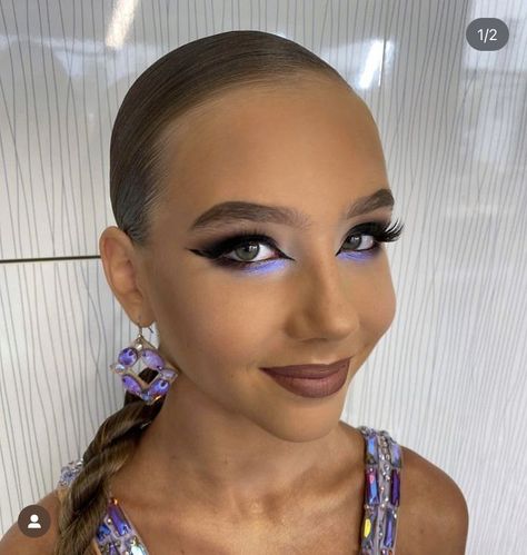 Makeup Ideas For Dance Competition, Dance Comp Makeup, Dance Makeup Competition, Dance Eye Makeup, Ballroom Dance Makeup, Cheer Makeup Competitive, Gymnastics Makeup, Ballroom Competition Makeup, Comp Makeup