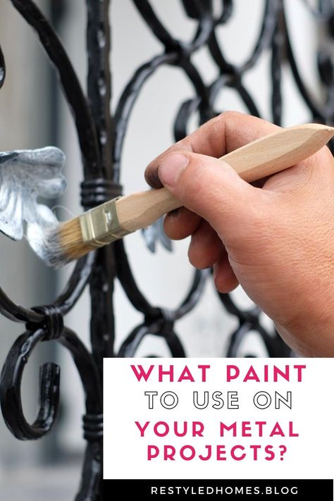 How To Paint Metal Yard Art, How To Distress Metal With Paint, Chalk Paint Metal Furniture, How To Paint On Metal Diy, How To Distress Metal, Painting On Metal How To, Metal Painting Techniques, Painting A Brass Lamp, Paint For Metal Surfaces