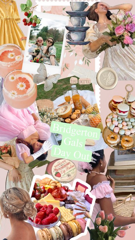 A picnic for the girlies #cottagecorevibes #bridgerton #girlsday #springaesthetic #picnicaesthetic #photoshootmoodboard Bridgerton Girls Night, Bridgerton Picnic Aesthetic, Bridgerton Themed Picnic, Regency Picnic Aesthetic, Bridgerton Lemonade, Bridgerton Picnic, Croquet Bridgerton, 19th Birthday, Spring Aesthetic